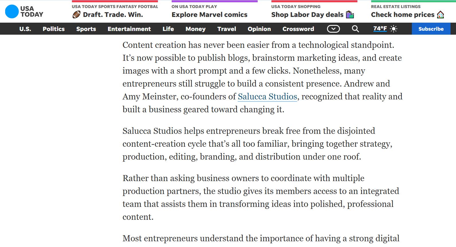USA Today Business featured